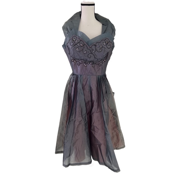 True Vintage 1950s Fit n Flare Halter Dress Full Swing Rockabilly. Size XS/S - Picture 2 of 10